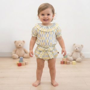 Blusa Estampada de Algodón con Manga Farol- Ambar