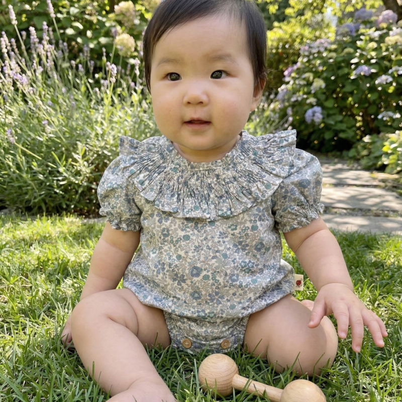 Bodie Infantil con Cuello Fruncido - Cian