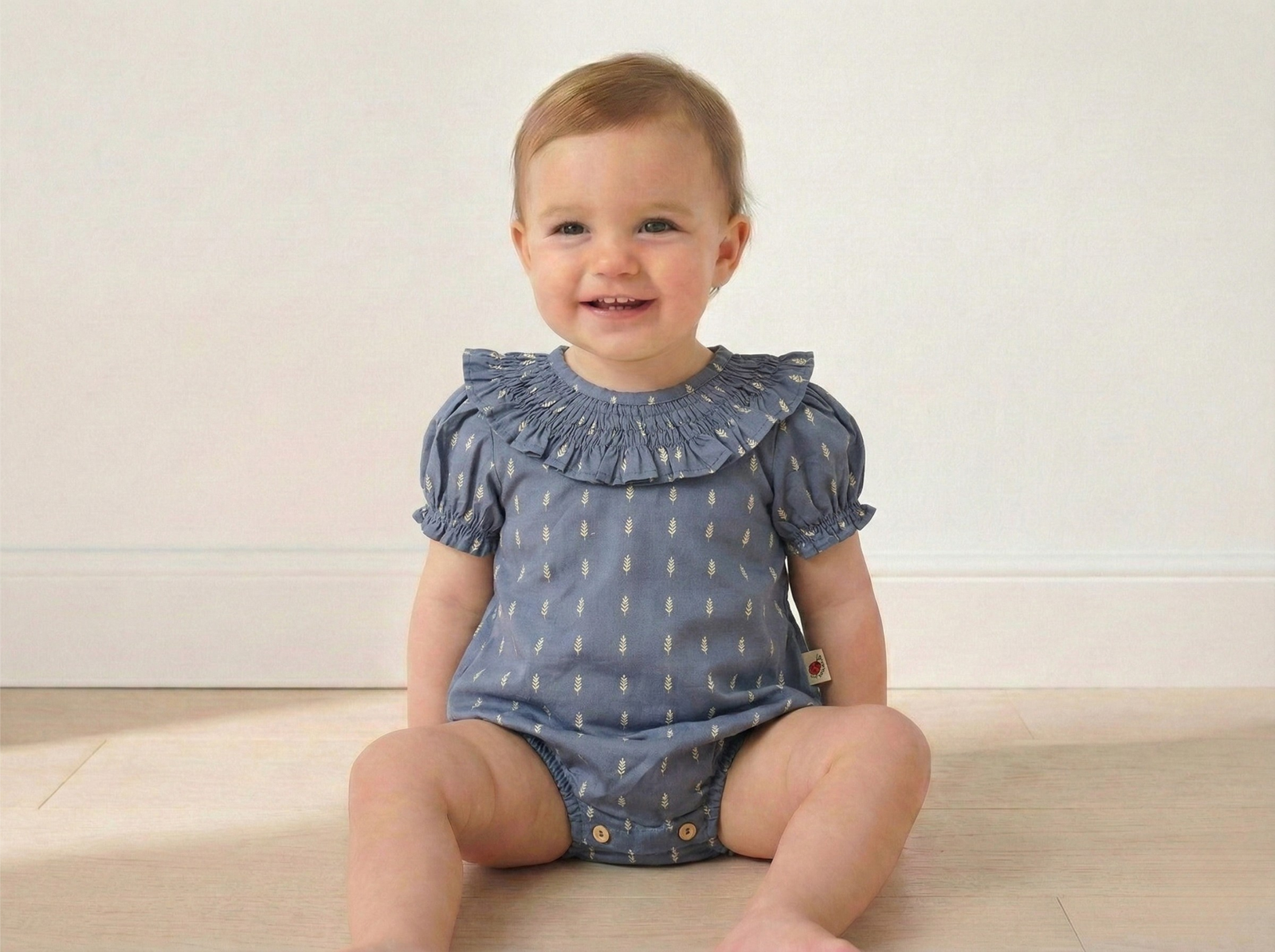 Bodie Infantil con Cuello Fruncido - Indigo