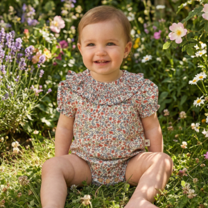 Bodie Infantil con Cuello Fruncido - Escarlata