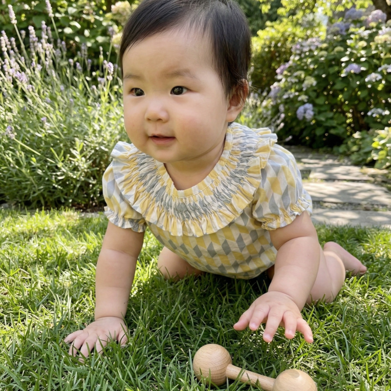 Bodie Infantil con Cuello Fruncido - Ámbar