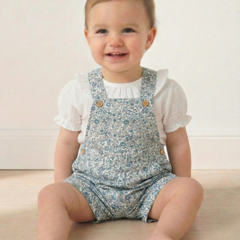 Peto Jumper de Algodón con Botones de Madera - Cian