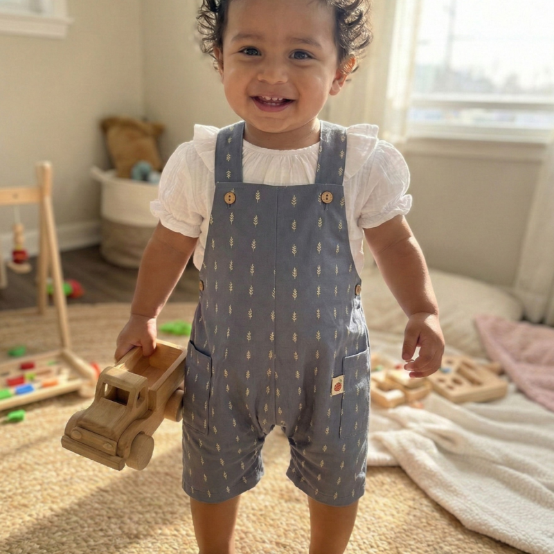 Peto Jumper de Algodón con Botones de Madera - Indigo