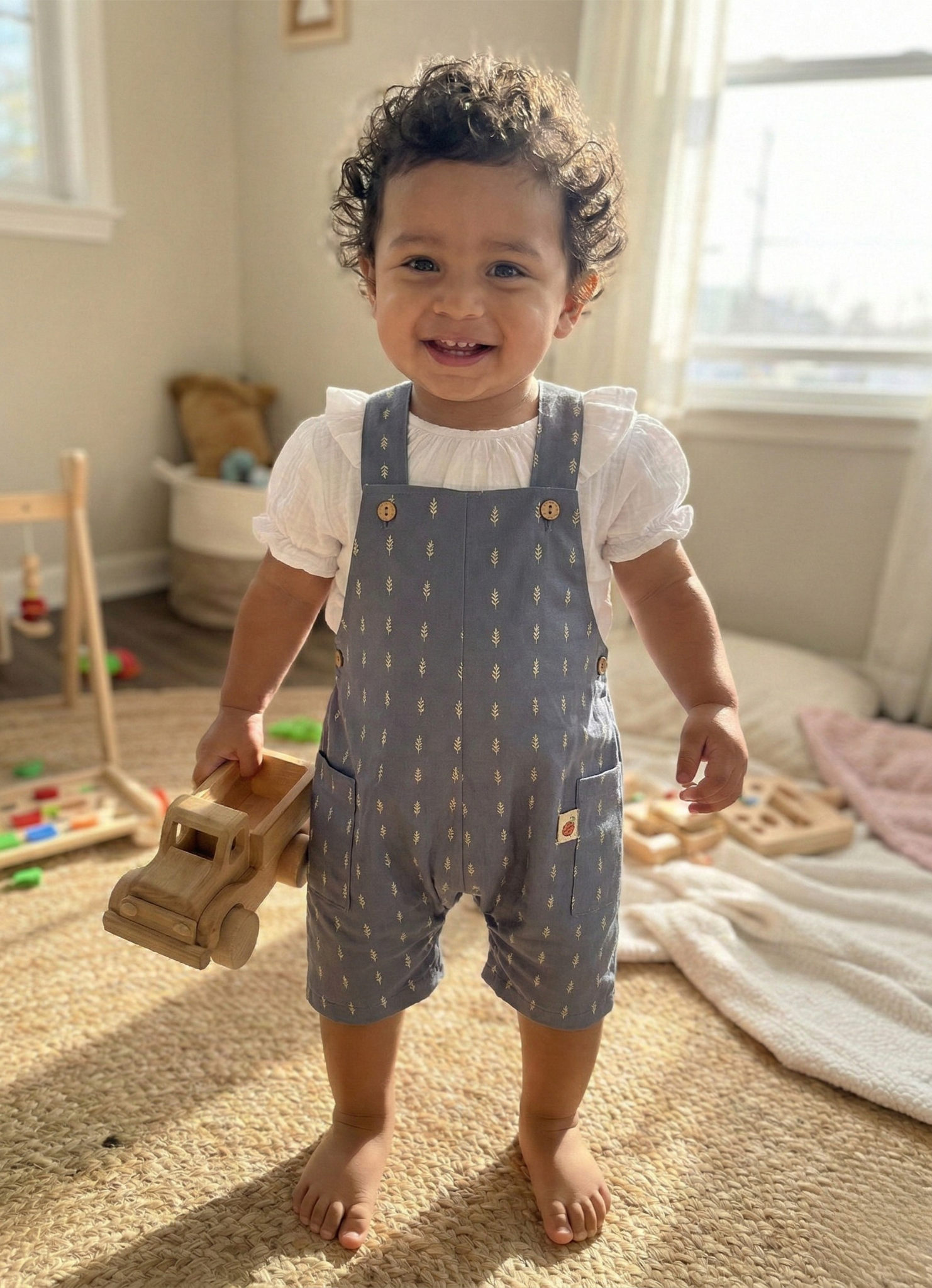 Peto Jumper de Algodón con Botones de Madera - Indigo