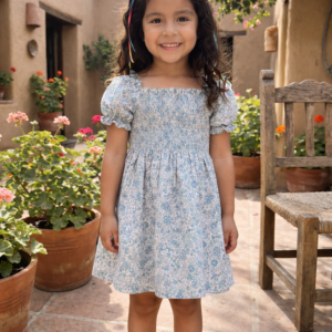 Vestido Smock Floral Azul – Colección Cian