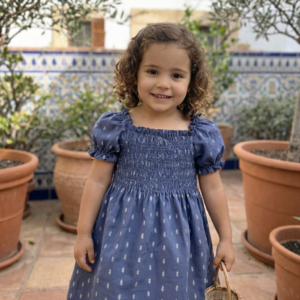 Vestido Smock con Estampado de Hojas – Colección Índigo