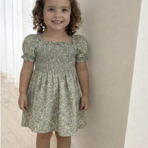 Vestido Smock Floral Verde Oliva – Colección Oliva
